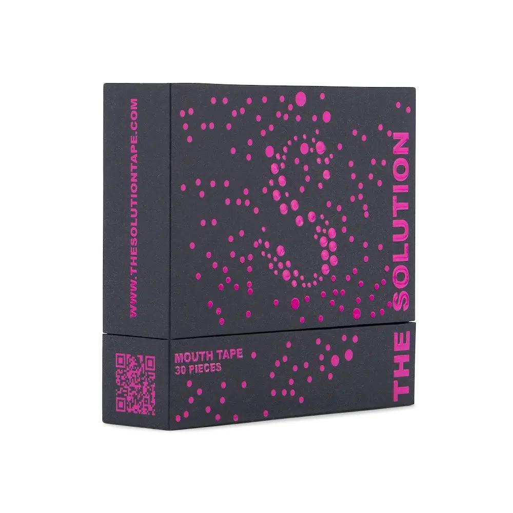 Mouth tape for better sleep- Pink packaging, 30 pieces in a sleek black box with pink accents.