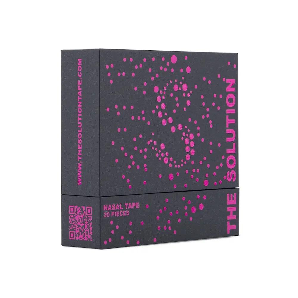 Pink nasal tape for better breathing packaging, featuring 30 pieces of high-performance nasal tape.